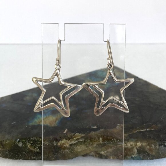 Silpada Sterling Silver 925 Wish Upon A Star Celestial Cutout Dangle Earrings - Picture 2 of 16